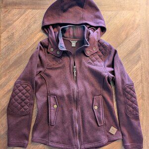 Eddie Bauer Quilted Hooded Sweater Jacket – Burgundy, Size Small